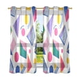 thumbnail image 6 of Yayeee Window Curtains Light Filtering 63"x42" Grommet Panel Pair Home Living Room Decor, Green Retro Shapes, 6 of 7