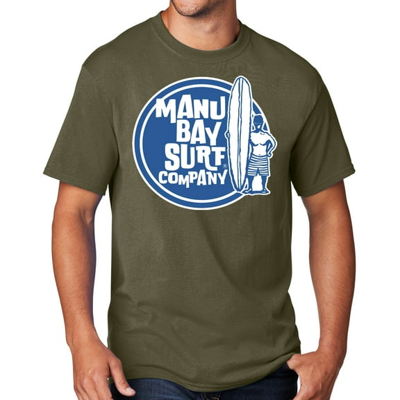 Men's Manu Bay SURFER DUDE T-shirt, 5XL Olive Drab