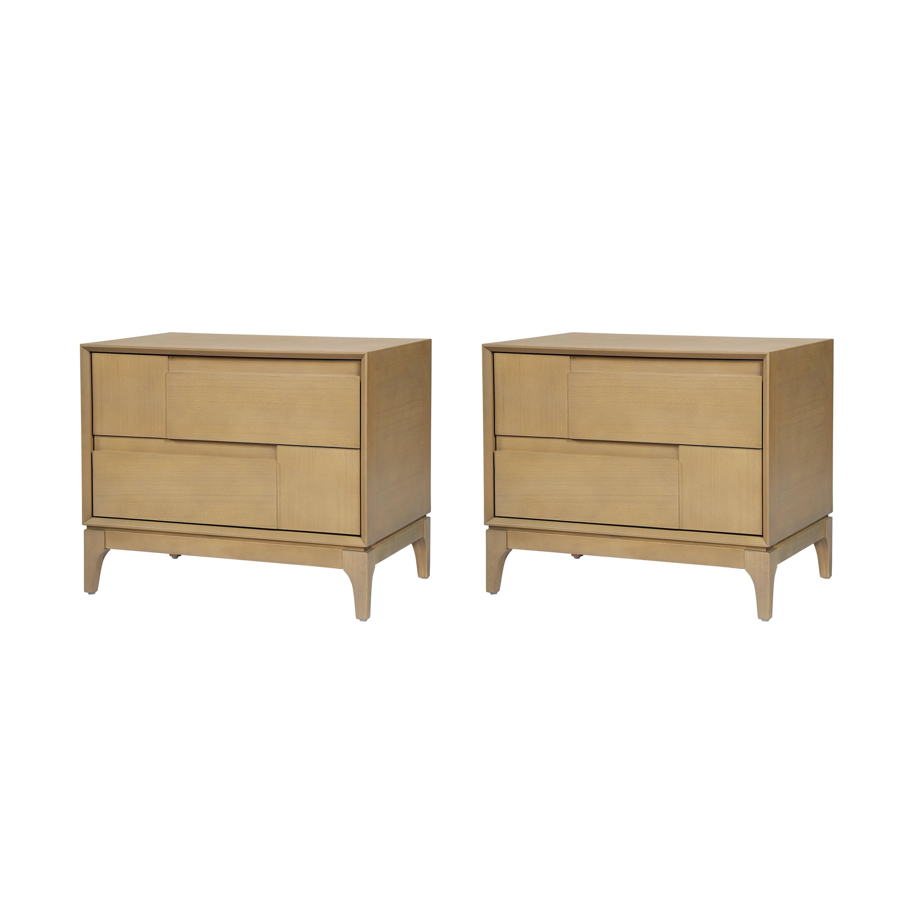 Euroco Mid-Century Modern Nightstand with 2 Storage Drawers, 24" Wide End Table with Tapered Legs,Wood Bedside Table for Bedroom,Living Room,Natural