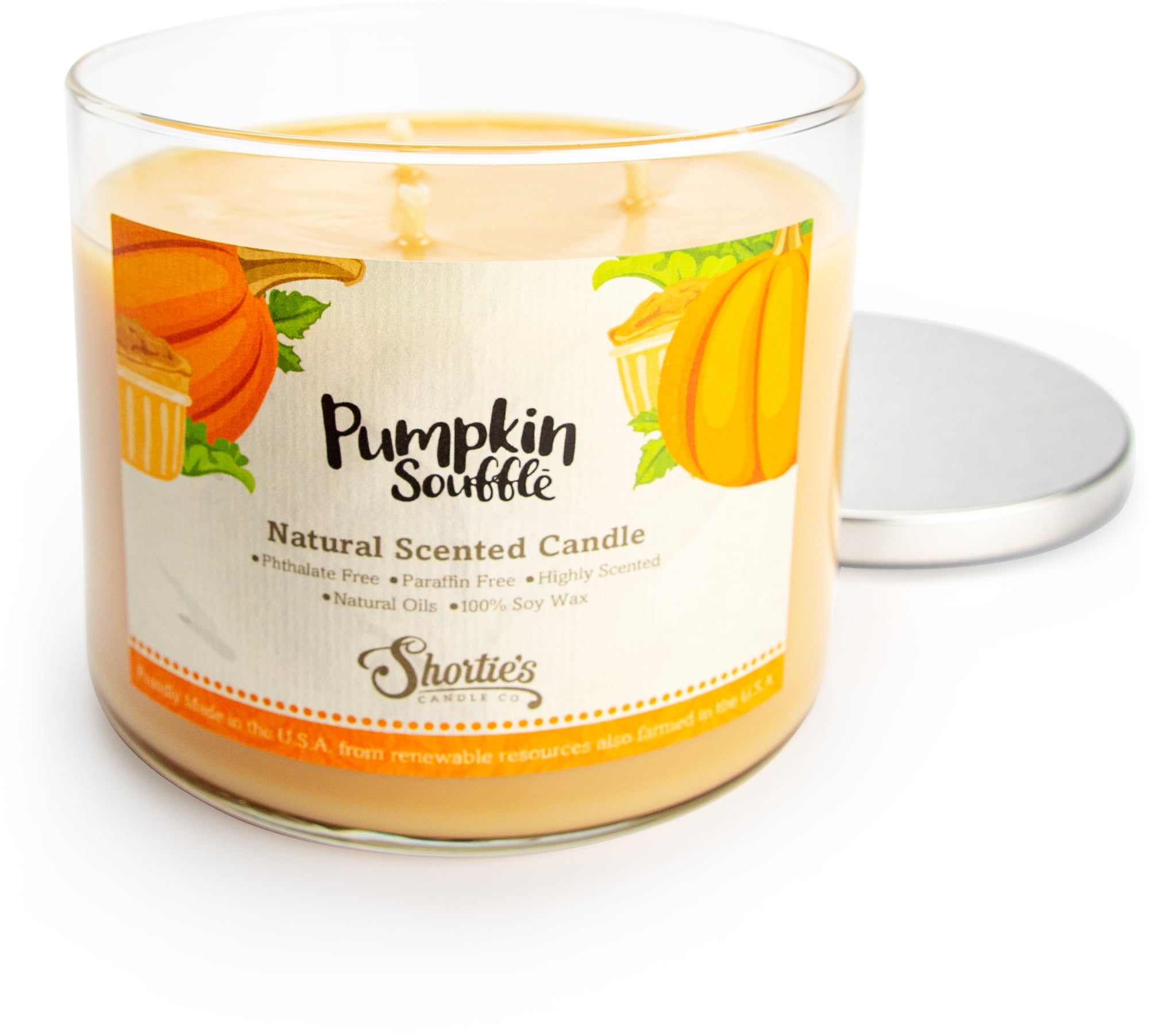 Pumpkin Souffle Scented 3 Wick Candle - All Natural - Made with 100% Responsibly Sourced Soy and Essential Fragrance Oils - Phthalate & Paraffin Free, Vegan, Non-Toxic