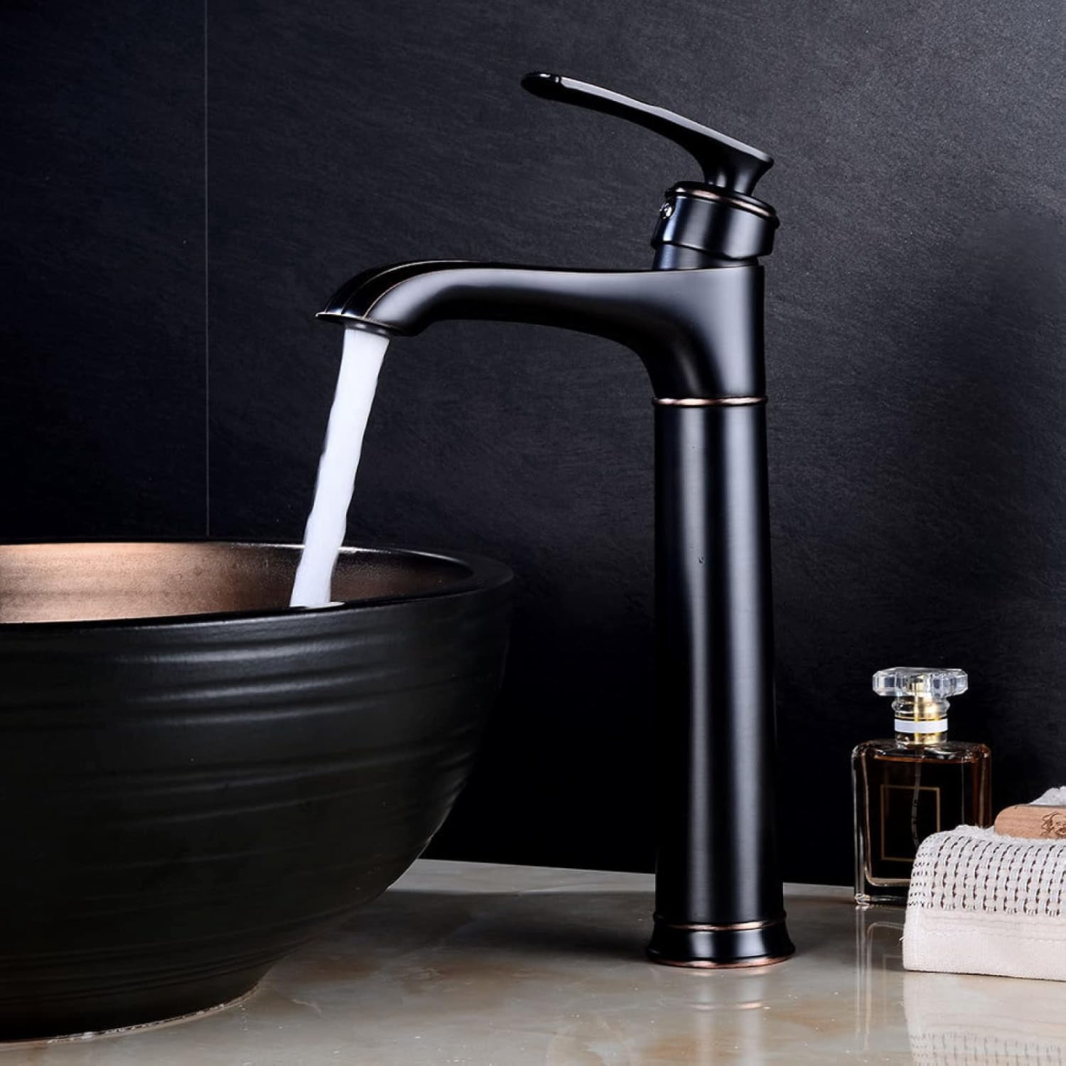 Vintage Bathroom Faucet Black, Single Handle Bathroom Sink Faucet, Cold Hot Mixer Vintage Vanity Tap, Bathroom Faucet Antique Brass, High