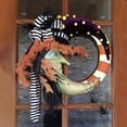thumbnail image 3 of Promotion!Corona de Halloween Arpillera Corona de Jack-o-Lantern Colgador de puerta con cara de fantasma, 3 of 4