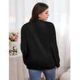 thumbnail image 3 of FOLUNSI Women's Plus Size Sweatshirt Cable Knit Sleeve Crew Neck Print Splicing tops Black L, 3 of 8
