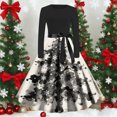 thumbnail image 5 of Ovbmpzd Christmas Dresses for Women Long Sleeves Printed Red Elegant Maxi A-Line Dresses Casual Zipper Crew Neck Dresses, 5 of 5
