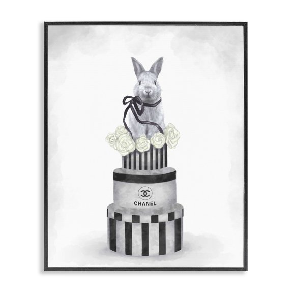 Stupell Industries Contemporary Fashion Rabbit Box Stack Neutral Grey Black Framed Giclee Art, 24 x 30, by Ziwei Li