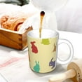 thumbnail image 3 of Yiaed Colorful Rabbit Print Ceramics Coffee,Large Handle Design,Extra Large Tea and Coffee Cup for Office and Home Mugs, 3 of 6