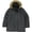Grey - charcoal, variant on Mens Faux Fur Jacket Parka Coat, Black, X-Large