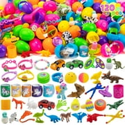 JOYIN 120 Pcs Prefilled Easter Eggs with Novelty Toys and Plus Stickers Inside,Plastic Easter Eggs Fillers,Easter Basket Stuffers Egg Hunt Supplies,Easter Theme Party Favor
