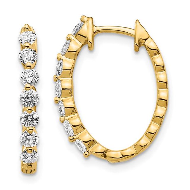 Quality Gold EM5410-075-Y 14K Diamond Hinged Hoop Mounting Earring