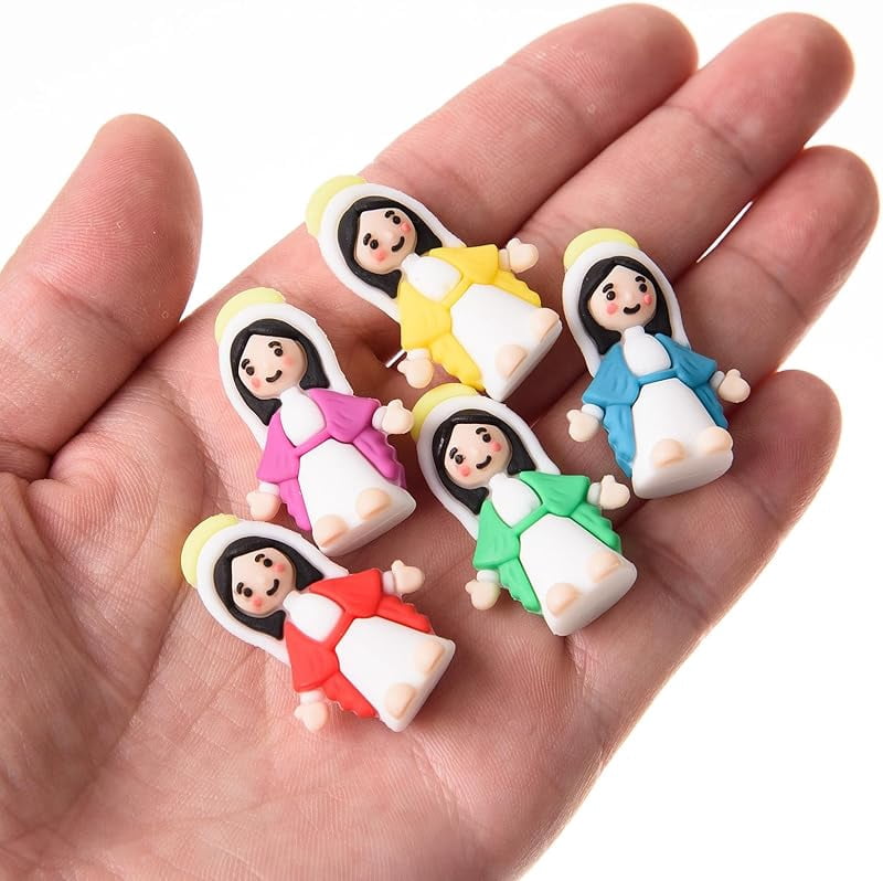 LeeCHee 100 Pcs Little Virgin Mary Figurines Miniature Virgin Mary Doll to Hide and Seek Classic Religious Gifts for Sunday Easter Eggs Stuffers Baptism Gift
