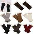 thumbnail image 3 of Yesbay Women Fingerless Lace Gloves Soft Knitted Warm Long Mitten Wrist Warmer Winter Gift-Wine Red, 3 of 8