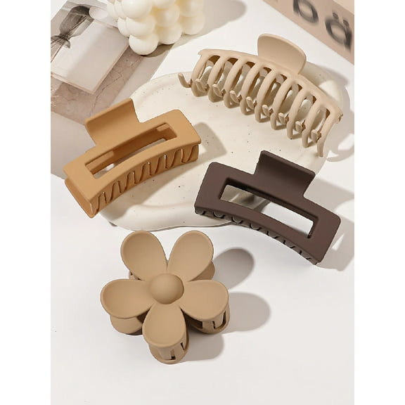 4Pcs Pink Colors Hair Claw Clips Accessories with Multi-Styles, Flower Claw Clips for Thick Hair, Hair Clips For Women Non Slip