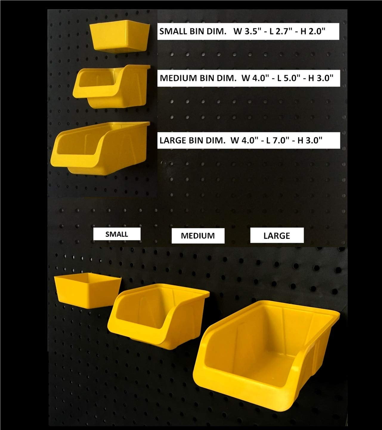 WallPeg Pegboard Bin Kit - Pegboard Parts Storage Craft Organizer Tool Peg Board Workbench Bins Accessories MEGA-PACK LARGE (12)