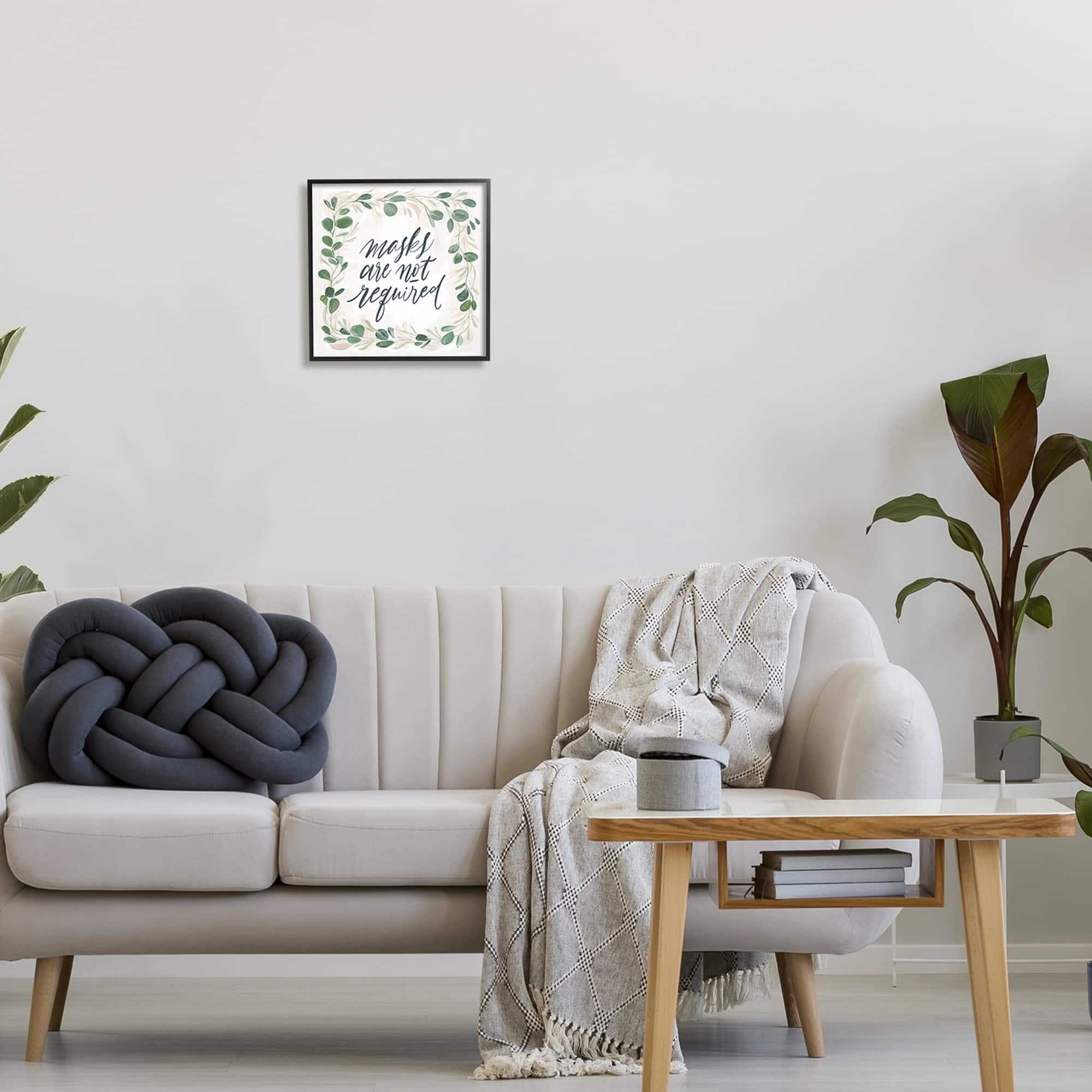 Stupell Industries Masks Not Required Floral Leaves Botanical Border Graphic Art Black Framed Art Print Wall Art, Design by Caverly Smith
