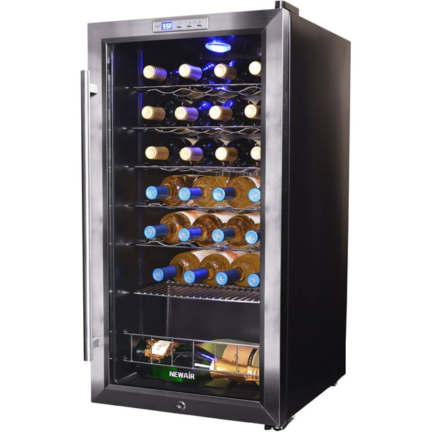 NewAir Freestanding 27 Bottle Compressor Wine Fridge In Stainless Steel