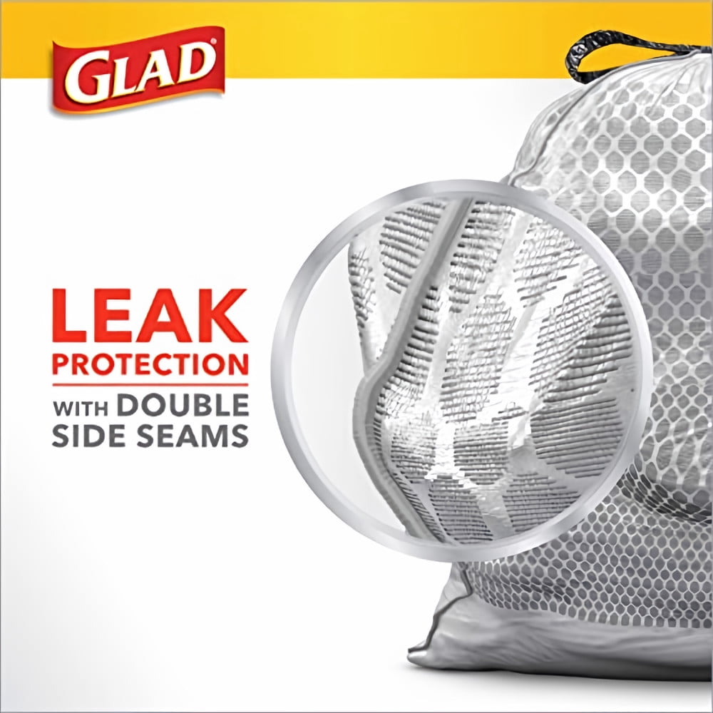 Glad ForceFlex Tall Kitchen Drawstring Garbage Bags 13 Gal Pine-Sol Scent (Pack of 4)