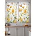 thumbnail image 2 of Yellow Spring Floral Curtains 45 Inch Length,Sheer Curtains for Bedroom Living Room Window Pastoral Summer Botanical Daisy Rod Pocket Voile Drapes Kitchen Curtains Small Half Window 42"x45" 2 Panels, 2 of 7