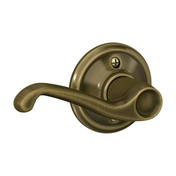 Schlage F170 FLA 609 RH Right Handed Flair Door Lever, One Sided Non-Turning Dummy Door Handle, Antique Brass C63