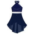 thumbnail image 4 of Haitryli Kids Girls 2Pcs Lyrical Dance Outfits Crop Tops with Tutu Skirt Ballet Dancewear Gymnastics Costume Navy Blue 8, 4 of 5