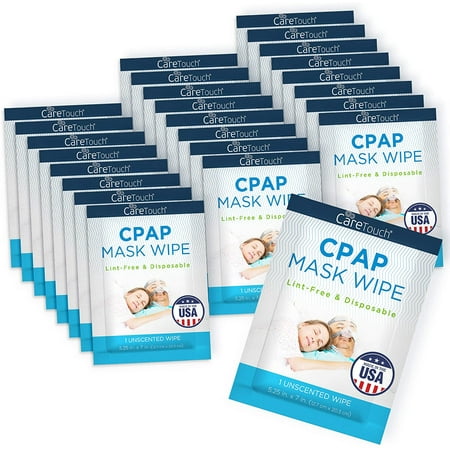 Care Touch CPAP Travel Mask Wipes | 25 Individually Wrapped CPAP Wipes - Unscented | Cleans CPAP, BiPAP, or Other Pap Masks