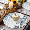 thumbnail image 6 of Fall Round Placemats Set of 4 Blue Eucalyptus Leaves Place Mats Thanksgiving Woven Placemat Autumn White Pumpkin Circle Braided Table Mat for Kitchen Dining Table Autumn Party Home Decor 15 Inch, 6 of 9