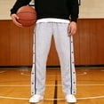 thumbnail image 2 of Zynoxe Sweatpants for Men with Side Button Striped Elastic Waist Drawstring Wide Leg Sweatpants Breathable Lightweight Solid Color Mens Athletic Pants Trendy Versatile Basketball Gym Track Pants 2XL, 2 of 8