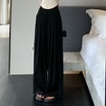 thumbnail image 5 of Plebaso Womens Silk Wide Leg Pants Loose Solid Color High Waist Drape Pants Ladies Casual Long Trousers, 5 of 5