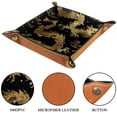 thumbnail image 3 of Women Girls Leather Square Dish Trinket Plate Jewelry Tray, Chinese Golden Dragon Pattern Mothers Day Birthday Gift, 3 of 6