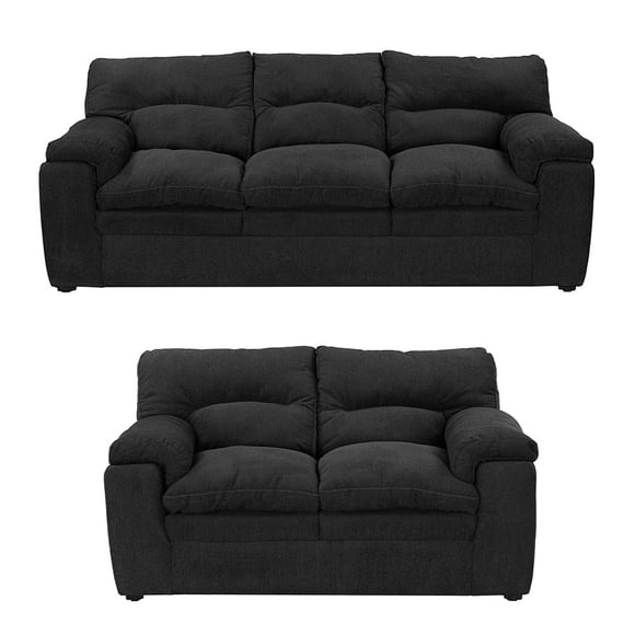 Sala 3-2 Cosmo 2 Piezas ( Sofá, Love Seat ) Negro para Sala