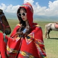 thumbnail image 5 of Poncho con flecos estilo bohemio informal para mujer, cárdigan holgado con estampado vintage para clima frío, manta navideña, bufanda, regalos, 5 of 5