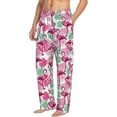 thumbnail image 2 of Uemuo Flamingo Pattern Men's Wide Leg Palazzo Lounge Pants with Pockets Light Weight Loose Comfy Casual Pajama Pants-Small, 2 of 9