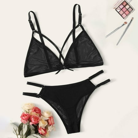 

PEZHADA FY23 Valentine s Day Sexy Lingerie Lace G-string Thong Underwear Sleepwear New Fashion Black L