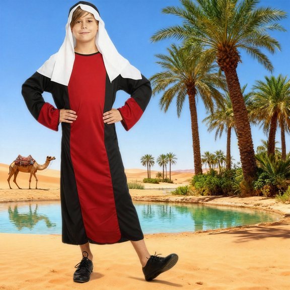 EnJoCho Kids Role Play Long Robe with Head Scarf Biblical Nativit𝗒 𝖲hepherd Wise Man Dress Up Outfit for Boys Girls Christmas Pageant Performance