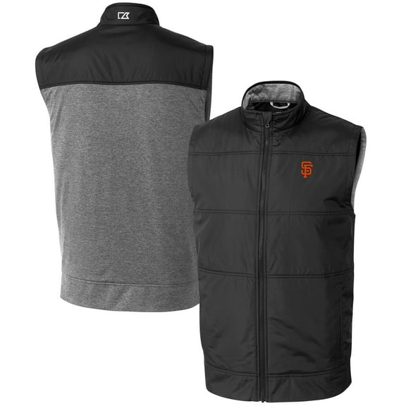 Men's Cutter & Buck Black San Francisco Giants Stealth Hybrid Quilted Windbreaker Full-Zip Vest