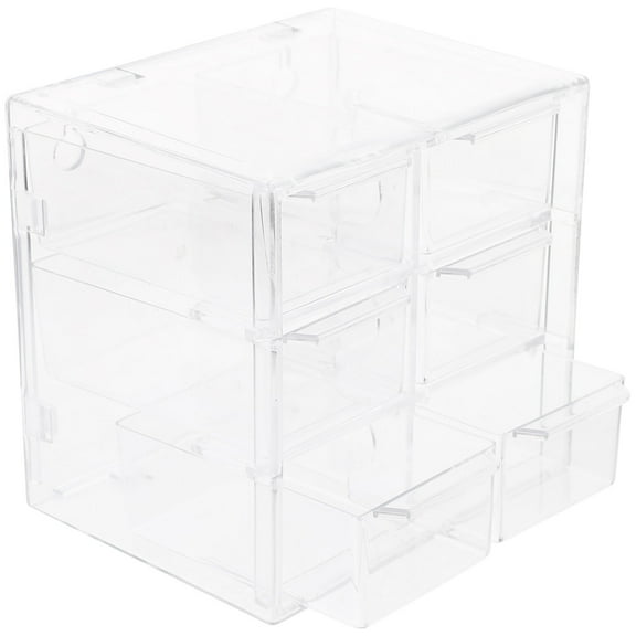 CTIRCHIU Transparent PP Desktop Drawer Organizer for Women, Storage Cabinet with Six Compartments, 1 Set