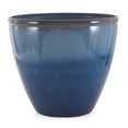 thumbnail image 2 of Suncast Seneca 16 Inch Ombre Decorative Resin Planter Pot, Blue/Brown (2 Pack), 2 of 10