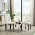 thumbnail image 3 of VECELO Button Tufted Dining Chairs Set of 2, Mid-century Upholstered Fabric Parsons Chairs, Dining Room Kitchen Accent Chairs, Beige, 3 of 12