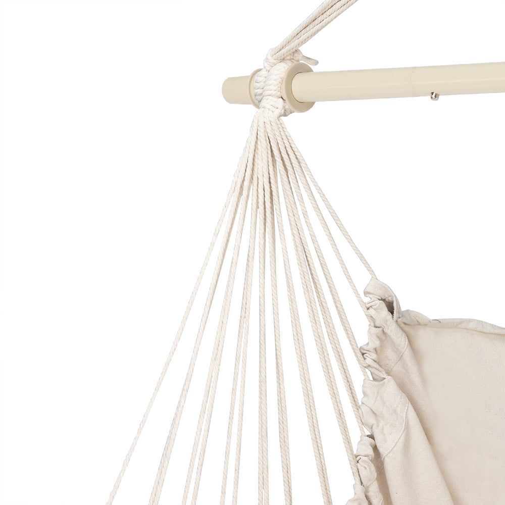 Zimtown Hammock Chair Porch Swing Seat Camping Portable Beige Stripe