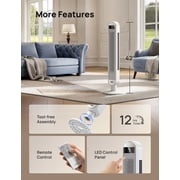DREO 42 Tower Fans for home, Standing Bladeless Fan with Remote, 90° Oscillating Fan with LED Display, 12H Timer, 6 Speeds, 4 Modes, 26 ft/S High Velocity, 28dB Ultra Quiet Bedroom Fans, White