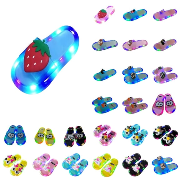 lnmuld Kids Light Up Slides Unisex LED Cartoon Sandals Non Summer Slippers for Boys Girls Size:6-7 Years