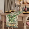 thumbnail image 2 of Green Boho Table Runner 70 Inches Long,Farmhouse Tribal Vintage Tribal Texture Cotton Linen Table Runners Dresser Scarves,Decorative Tabletop Scarf Furniture Cover for Home Dinner Party 13"x70", 2 of 8