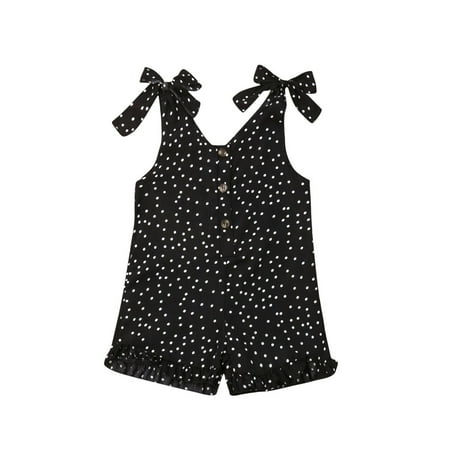 

1-5Years Toddler Infant Baby Girls Clothes Straps Sleeveless Polka Dots Ruffle Rompers Jumpsuits