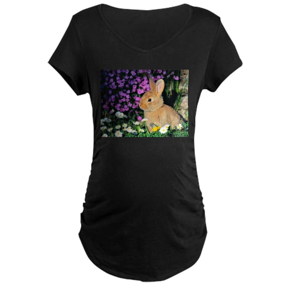 CafePress - Bunny In Flowers Maternity Dark T Shirt - Maternity Dark T-Shirt