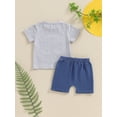 thumbnail image 6 of Raccmtaty Little Boy 2 Piece Summer Outfit, Tractor Letter Print Short Sleeve Tops Elastic Waist Shorts Baby Toddler Set, 6 of 8