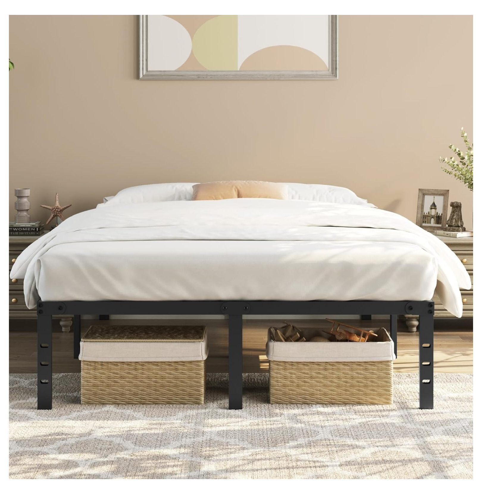 Woozuro Queen Size 18 inch Metal Bed Frame, Heavy Duty, No