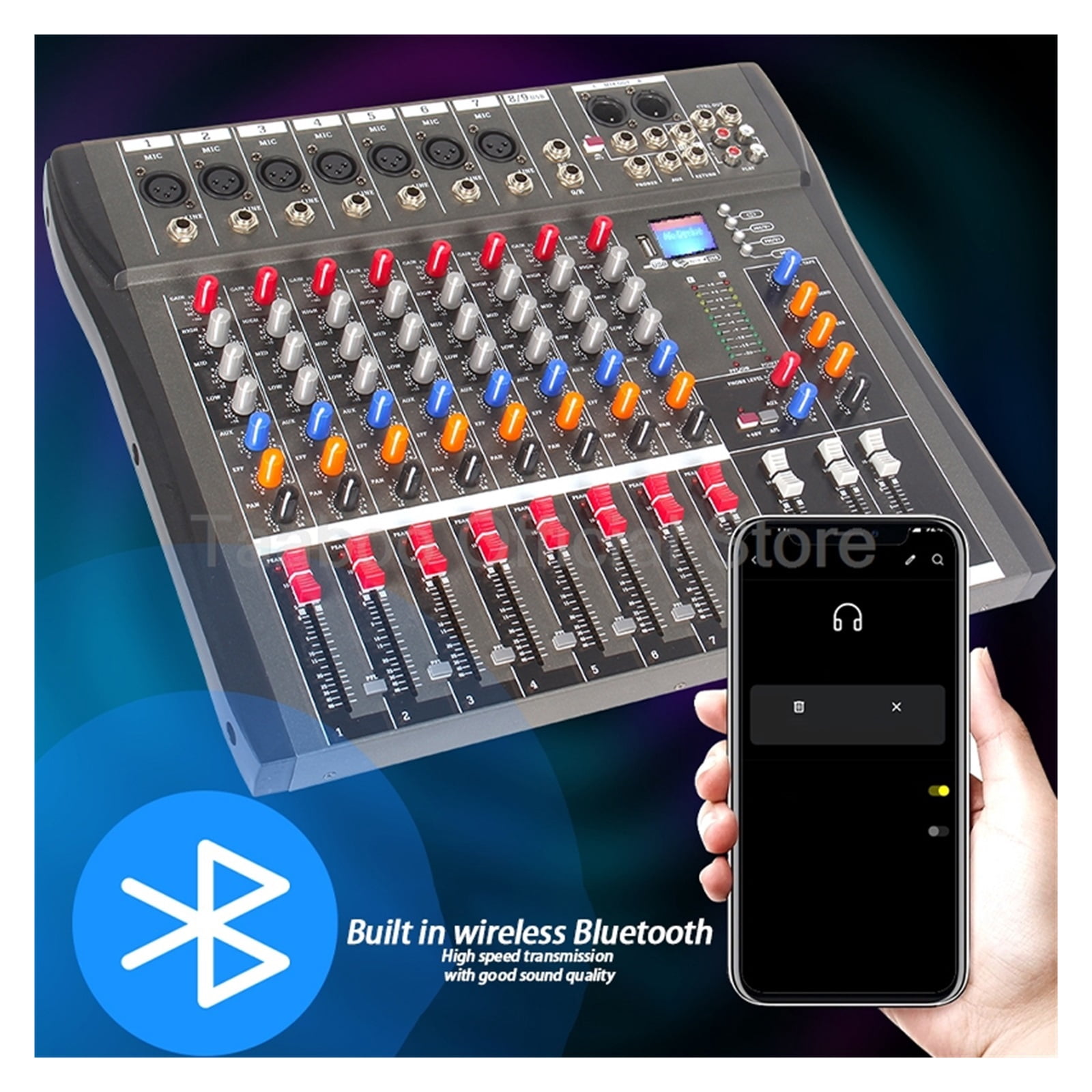8/12-Channel Mixer Professional Sound Mixing Console Support Bluetooth USB 48V Power Interface for Bar DJ Party ,Easy to Operate