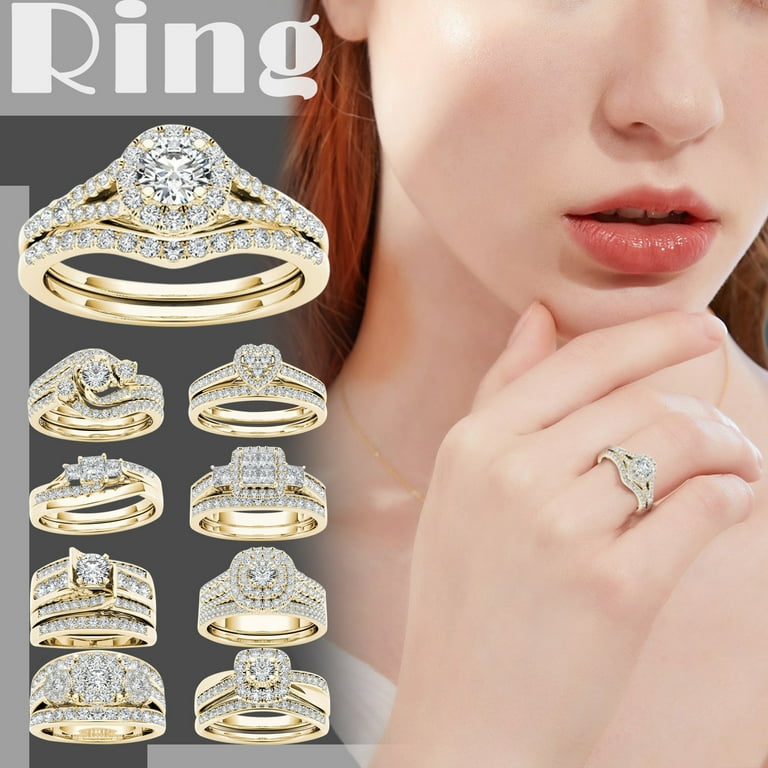 WYQLFSB Women Wedding Party Jewelry Men Promise Inlaid Classic