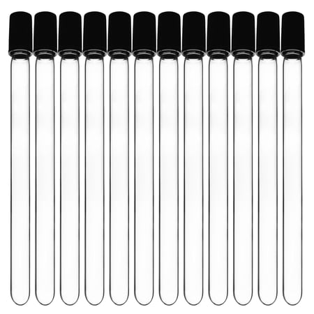 12PK Test Tubes 10ml - Bakelite Screw Cap with Rubber Liner - Borosilicate 3.3 Glass - 3.9 x 0.6 - Round Bottom - Leak Proof - Eisco Labs