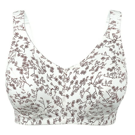 

Large Size Sports Print Bras Seamless Active Bra Push Up Lingerie Wire Free Soft Sleep Wear Underwear for Woman White 90F