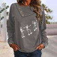 thumbnail image 2 of Camiseta de manga larga con botones y cuello redondo estampado casual para mujer Top suelto Pompotops  FGAJ7551, 2 of 8